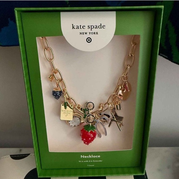 Kate Spade Gold and Red Charm Necklace - Picture 5 of 5